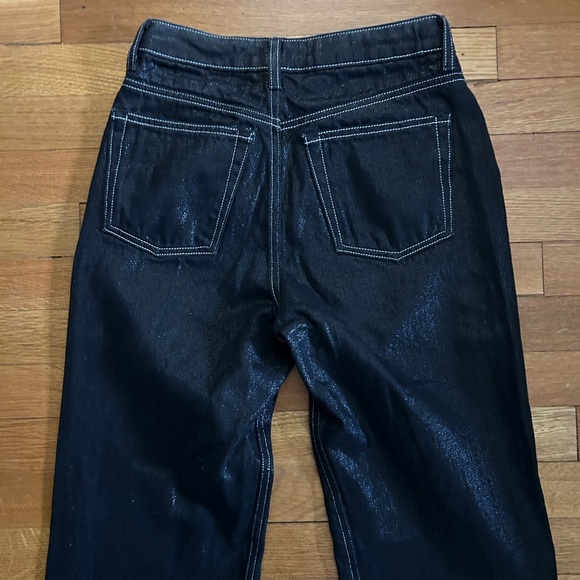 Black Shiny Coated High Waisted Jeans - Picture 7 of 8